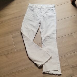 MOTHER The Insider Crop Step Fray In Cream Puff